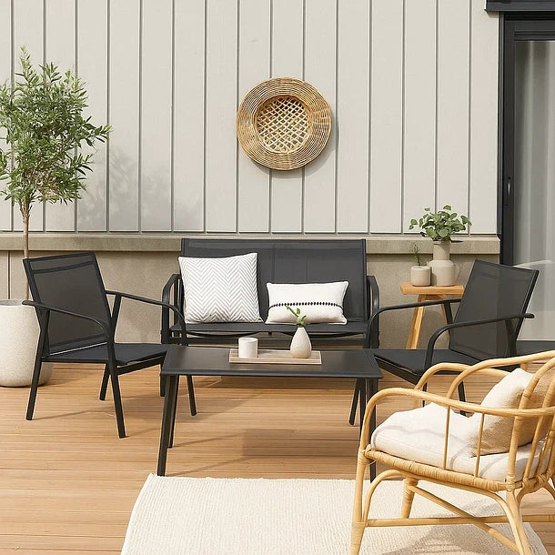 Juego de Terraza Grafito | 3 Piezas + 1 Mesa de Centro