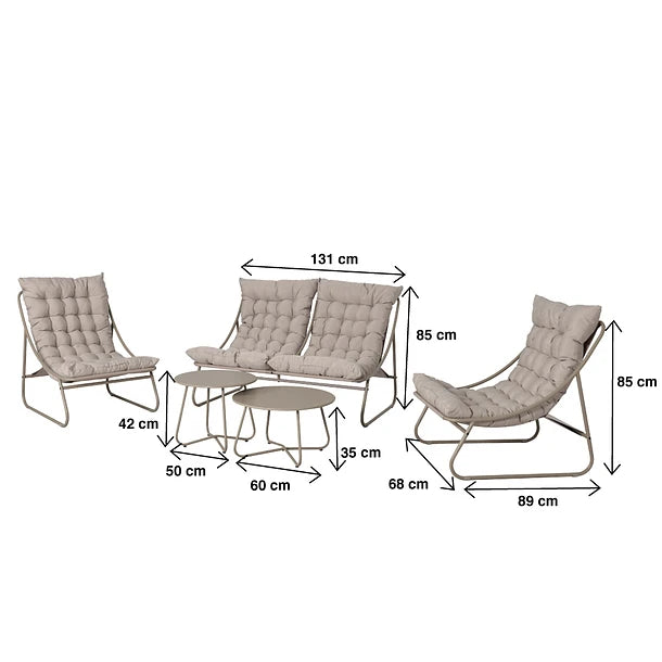 Juego de Terraza Arena | 3 Piezas + 2 Mesas de Centro