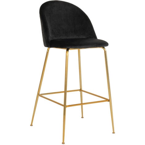 Taburete Piso Maya Grey | Velvet Negro 66cm