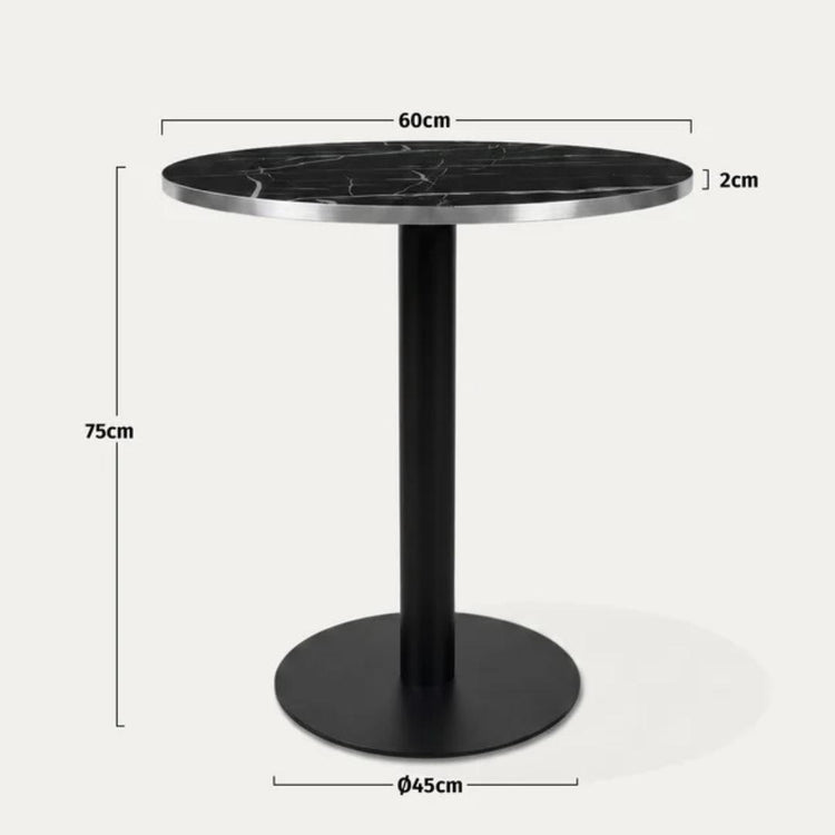 Mesa Redonda Roma Negra 60cm | Efecto Mármol