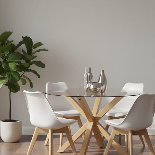 Comedor Mesa Redonda Equiz 100cm + 4 Sillas Tulip Blanco