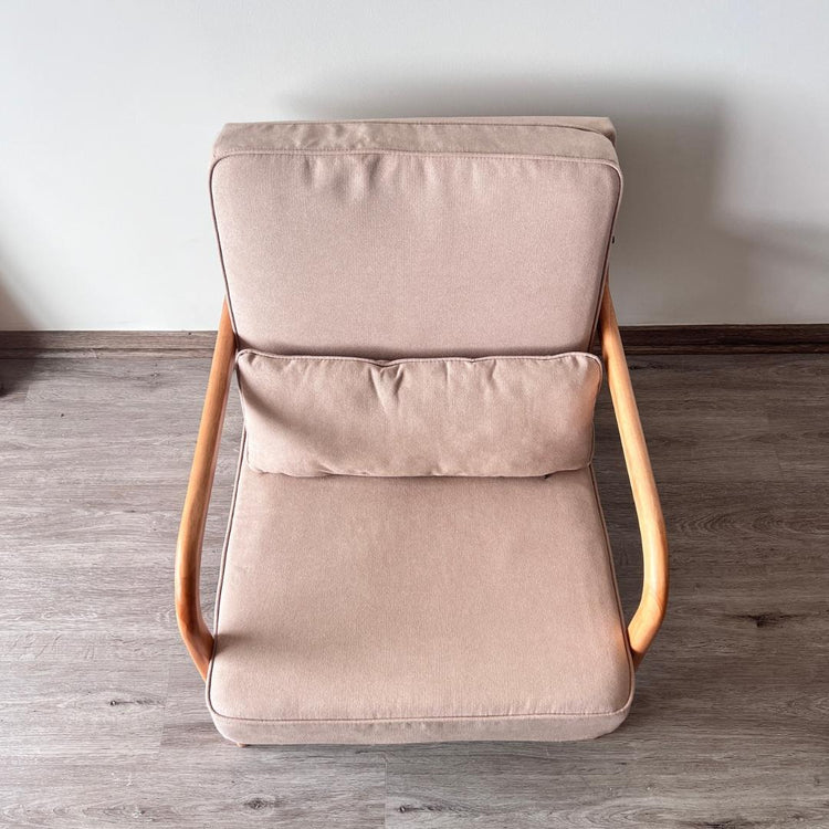 Sillón Andrea Tela Beige | Madera Natural