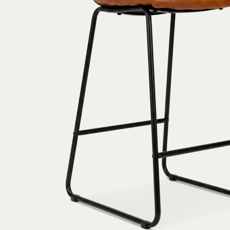 Taburete Toscana de 66cm | Cuero Sintético Camel y Base de Metal
