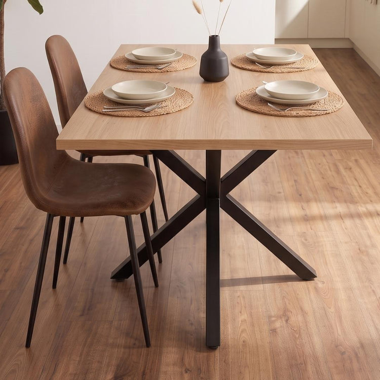 Comedor Mesa Greta Wood 140x90 | Pata Negra + 4 Silla Isidora