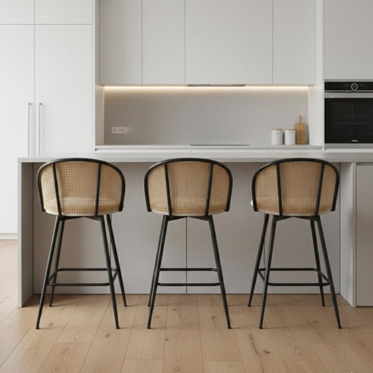 Pack 2 taburete Bar Carolla Beige 62 cm | Asiento Giratorio 360°