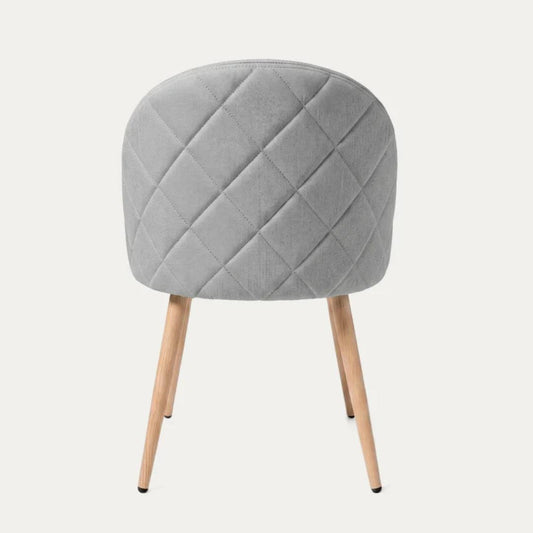Silla Eloina | Tapizada Lino Gris & Patas de Acero