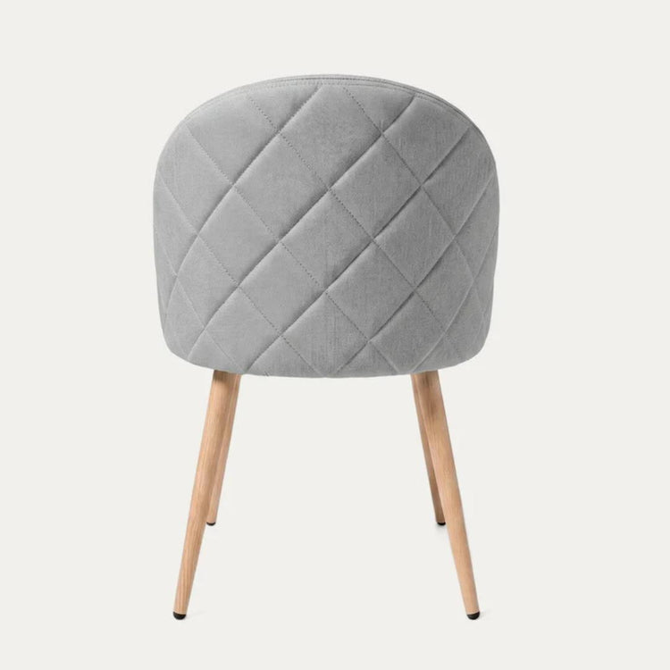 Silla Eloina | Tapizada Lino Gris & Patas de Acero