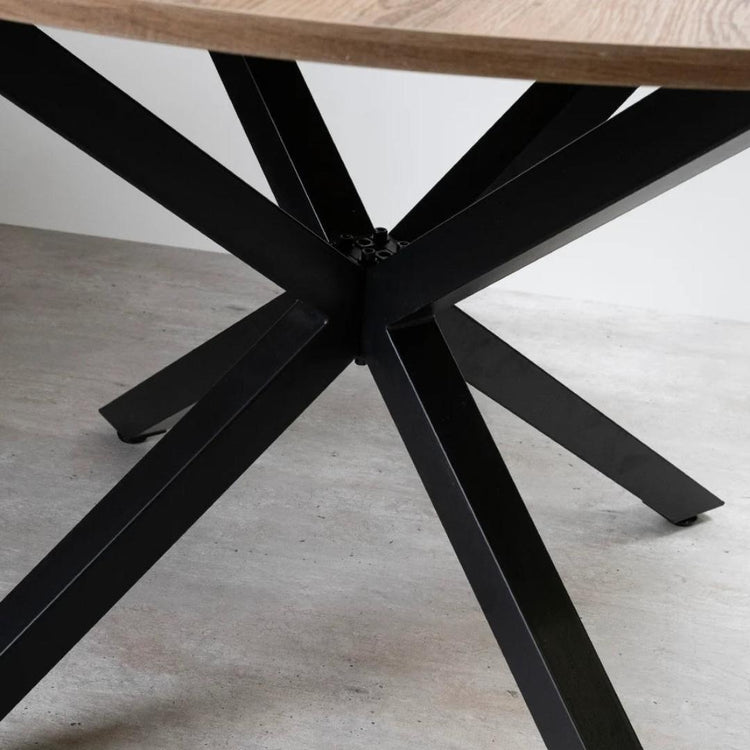 Mesa Redonda 100cm Equiz | Cubierta Madera | Base X Negro