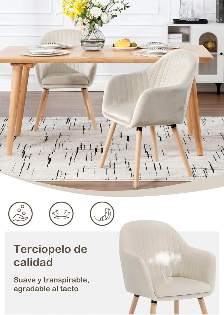 Pack 2 Butacas Sitiales Almer Velvet  Beige | Sala, Dormitorio u Oficina