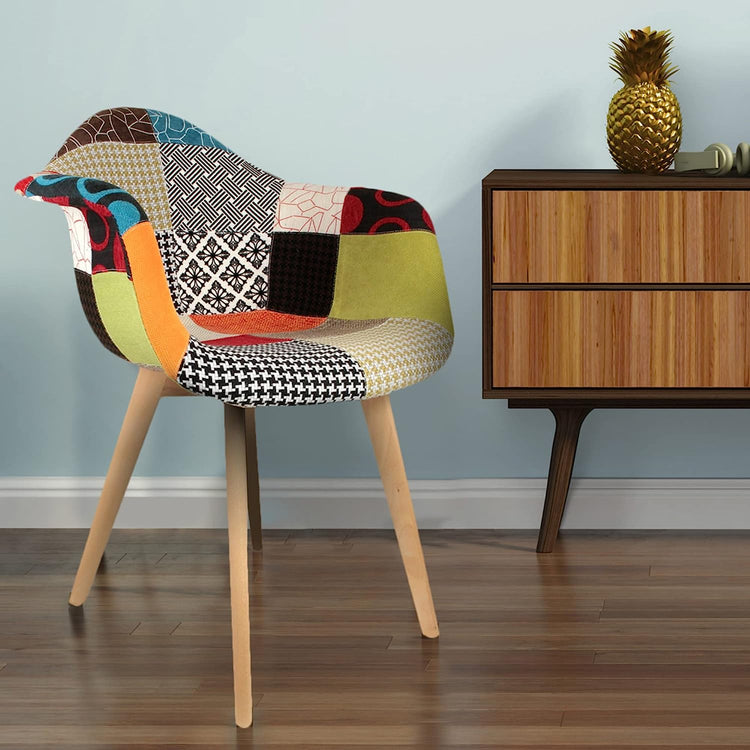 Butaca Patchwork Naranja | Tela & Madera