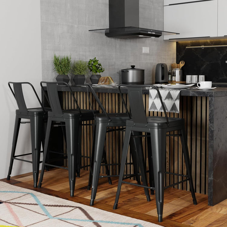 Pack 4 Taburetes Tolix Negros 64 cm | Diseño Industrial para Cocina