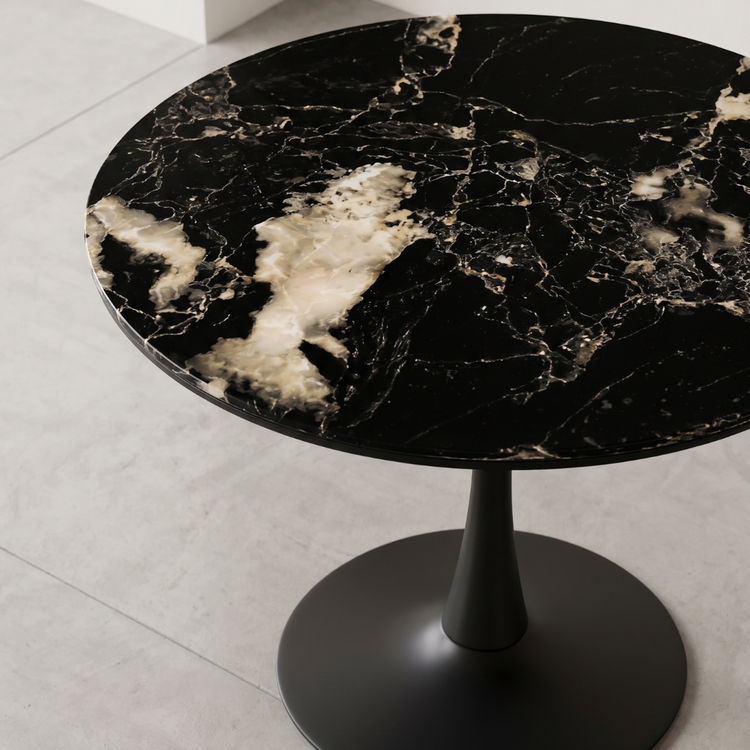 Mesa Redonda Tulip 100 cm | Piedra & Base Negro