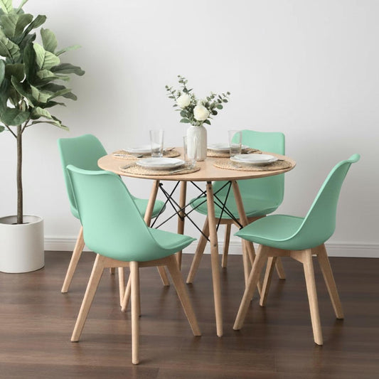 Comedor Redondo Shanna 80 cm + 4 Sillas Tulip Menta