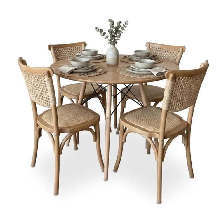 Comedor Redonda Shanna 100cm + 4 Silla Tango Wood