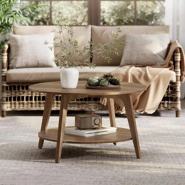 Mesa de Centro Romeo 80cm | MDF Natural Doble Nivel