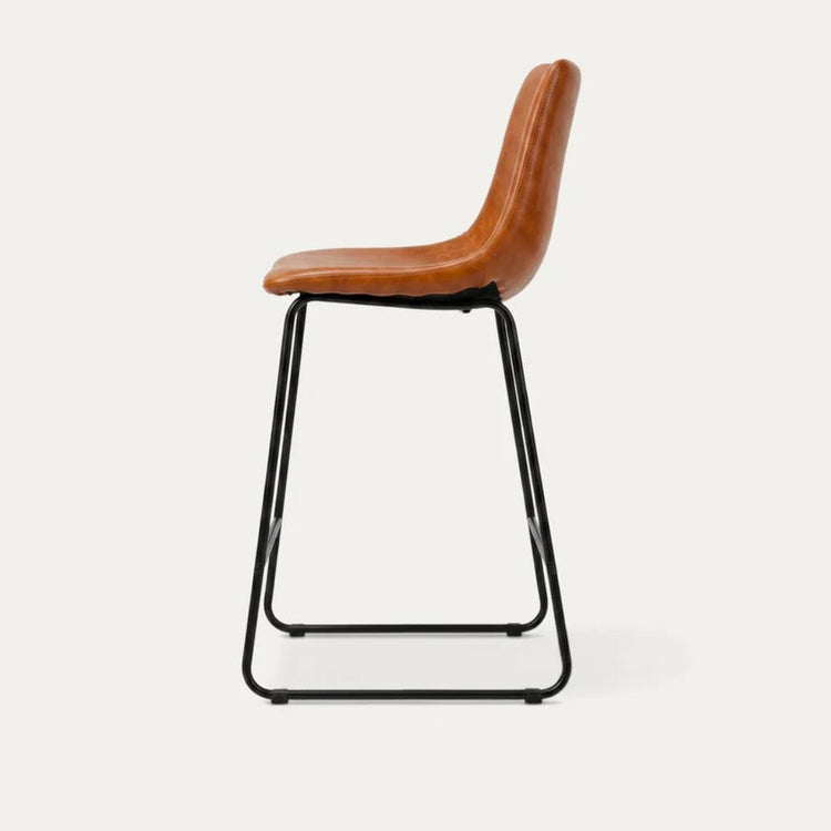 Taburete Toscana de 66cm | Cuero Sintético Camel y Base de Metal