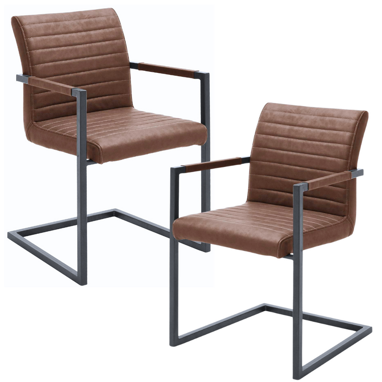 Pack 2 Sillas Ivon | Elegancia y Confort en Eco Cuero Café