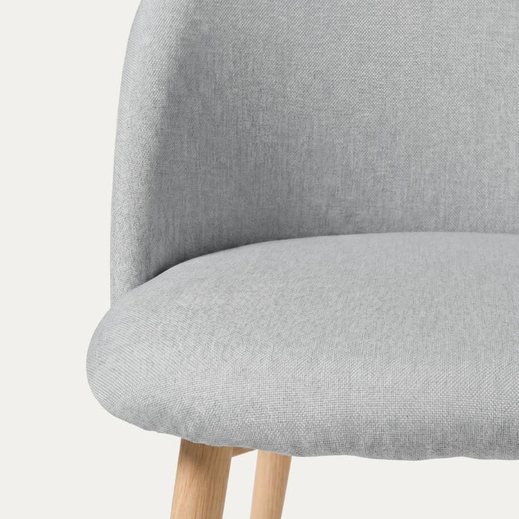 Silla Eloina | Tapizada Lino Gris & Patas de Acero