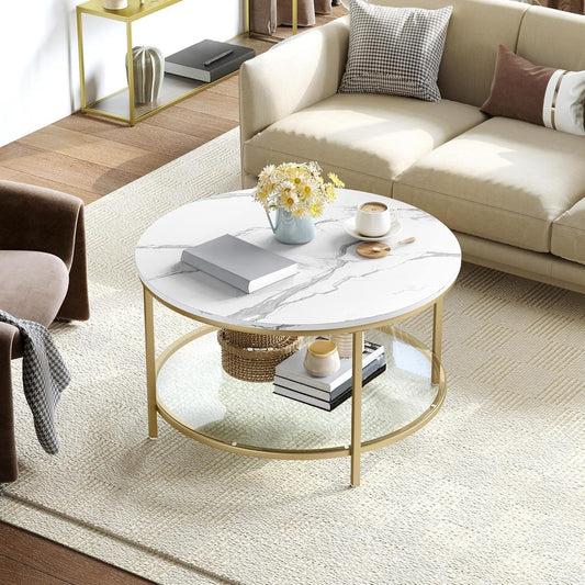 Mesa de Centro Magalia | Moderna, Dorada y de Vidrio