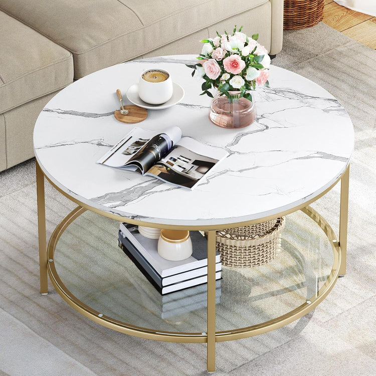 Mesa de Centro Magalia | Moderna, Dorada y de Vidrio