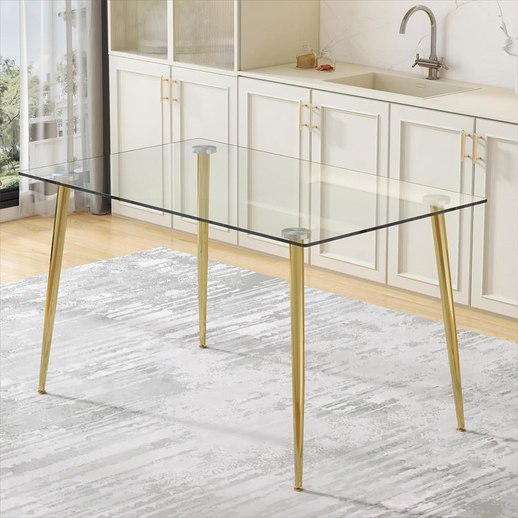 Mesa Rectangular Vitreo 130x80 (Dorado) | Vidrio Templado