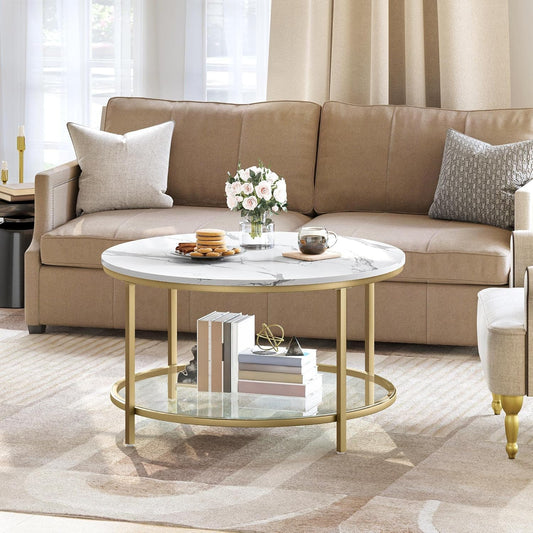 Mesa de Centro Magalia | Moderna, Dorada y de Vidrio