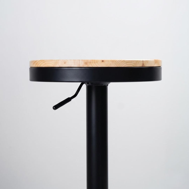 Taburete Ajustable Nicco Negro | Asiento de Madera y Giro 360°