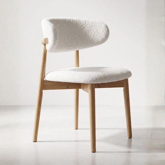 Silla Makena Blanco Bouclé | Madera y Tela