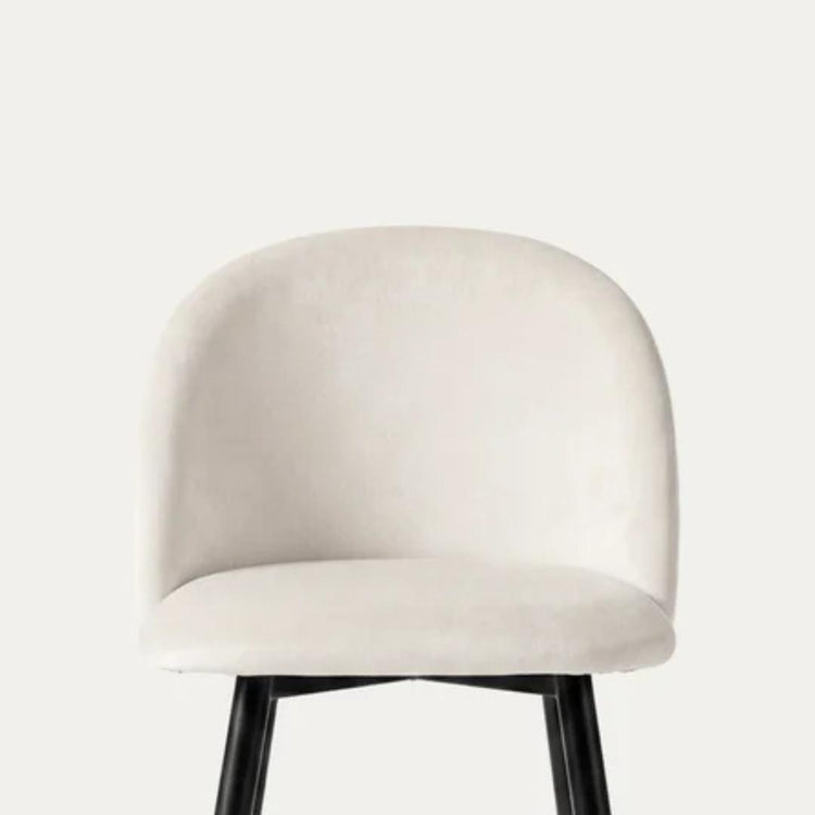 Silla Eloina | Tapizada Felpa Beige | Patas Acero Negro