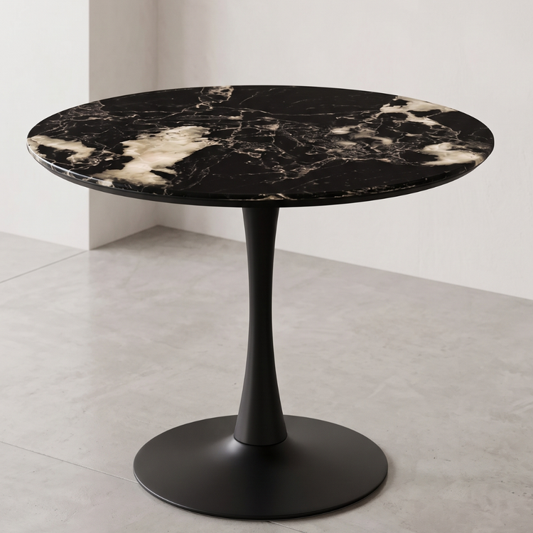 Mesa Redonda Tulip 100 cm | Piedra & Base Negro