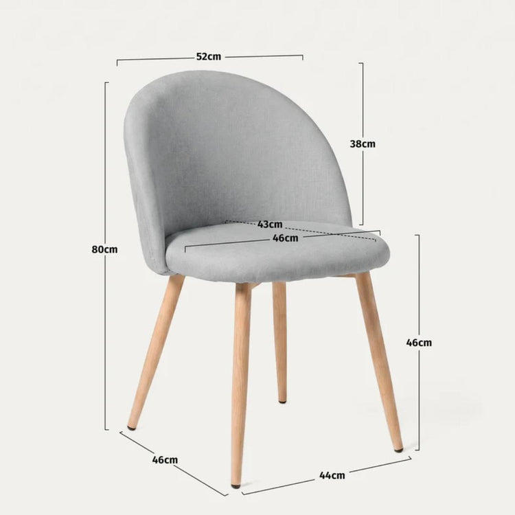 Silla Eloina | Tapizada Lino Gris & Patas de Acero