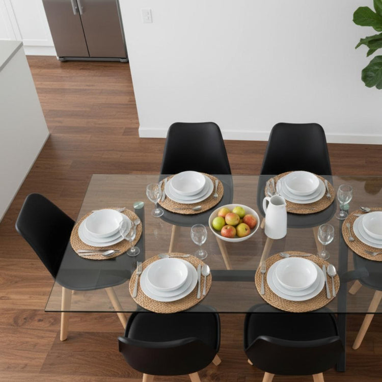 Comedor Mesa Xinia Negro 130x80 cm + 4 Sillas Tulip Negro