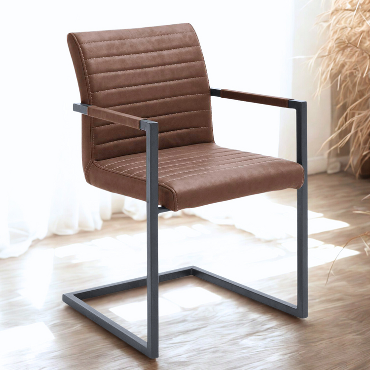 Pack 2 Sillas Ivon | Elegancia y Confort en Eco Cuero Café