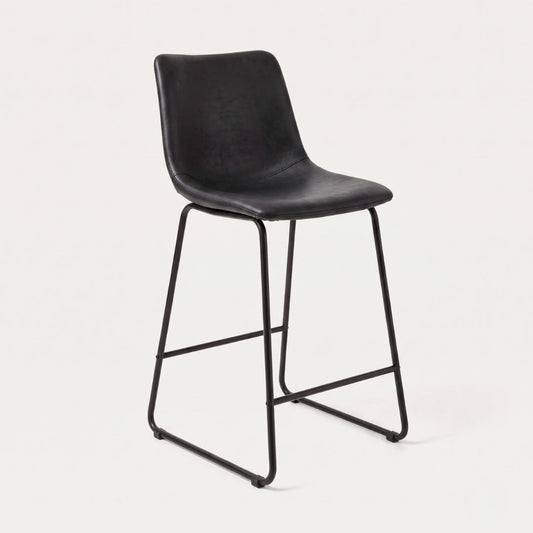 Taburete Toscana de 66cm | Cuero Sintético Negro y Base de Metal