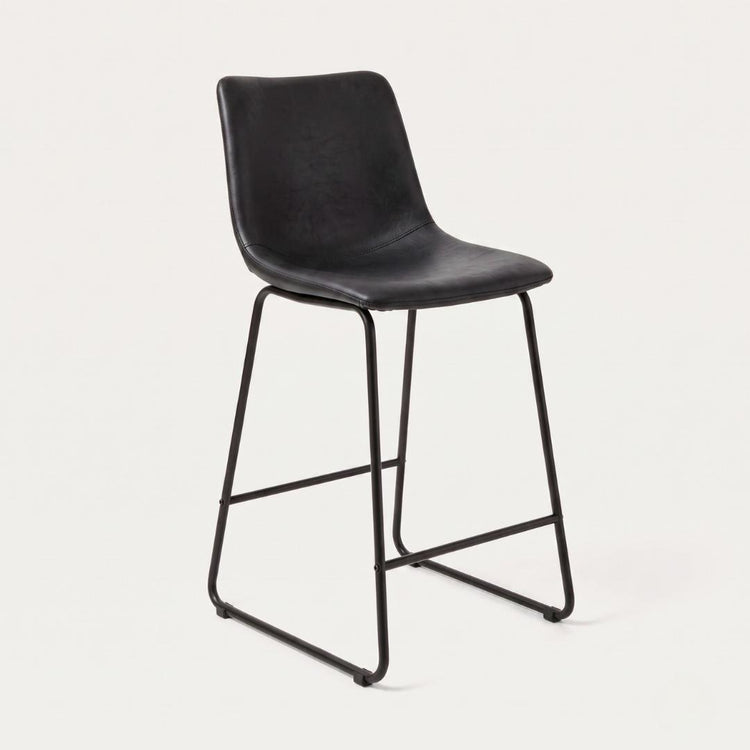 Pack 2 Taburetes de Bar Toscana 66cm | Cuero Sintético Negro y Metal