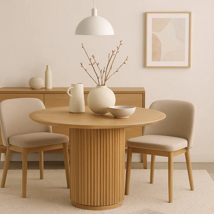 Mesa Redonda Cantera D130 cm |  Madera Natural