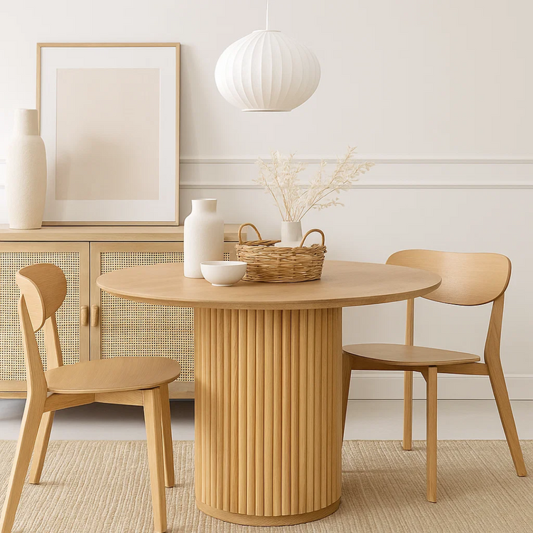 Mesa Redonda Cantera D130 cm |  Madera Natural