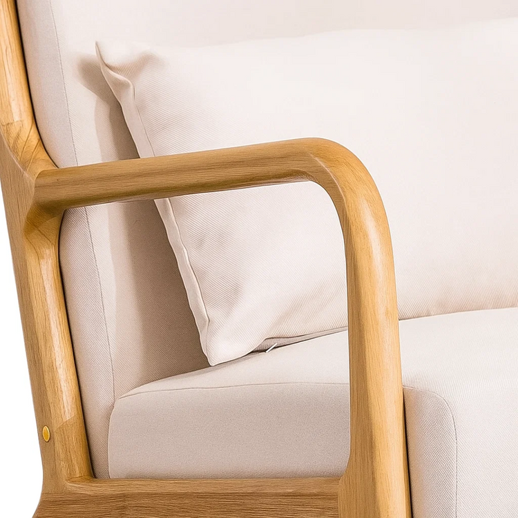 Sillón Andrea Tela Beige | Madera Natural