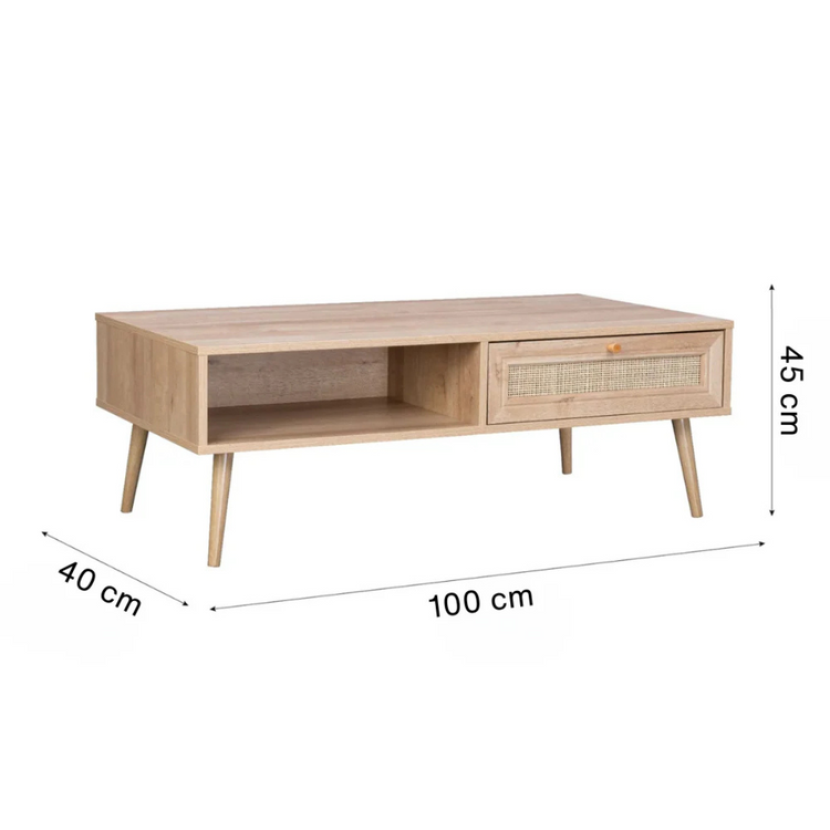 Mesa Centro Marshall | Rattan y Madera | Estilo Natural