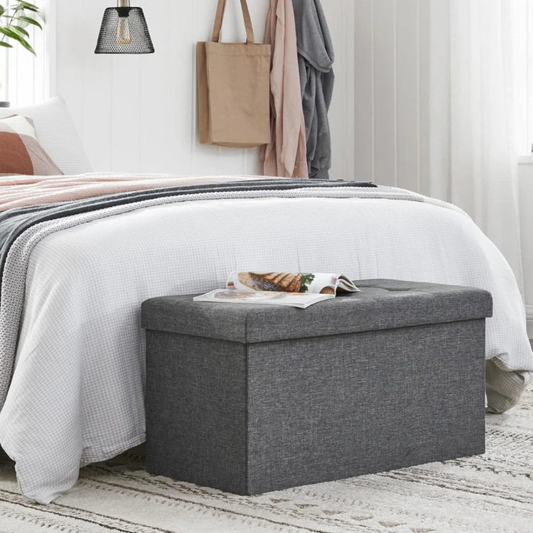 Baúl Banqueta Takoma Gris | Plegable con Almacenaje