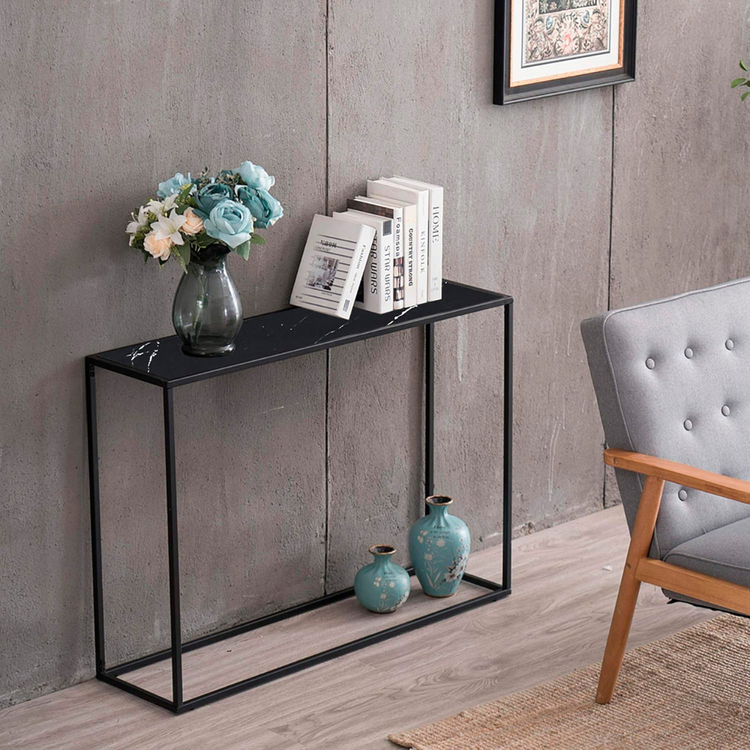 Arrimo Recibidor Turmalina | Melamina Efecto Mármol Negro