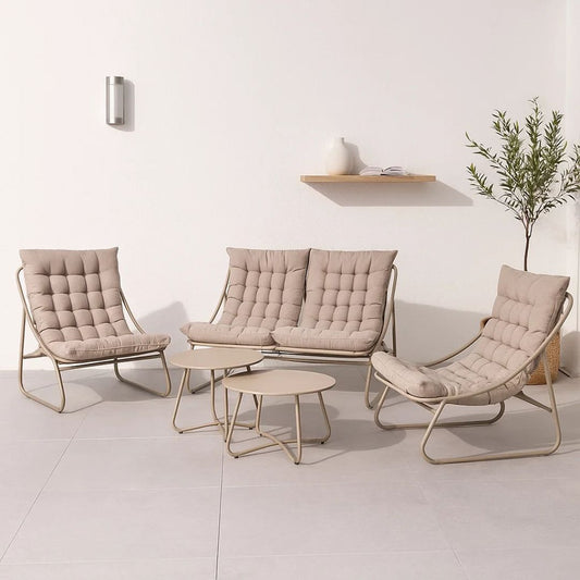 Juego de Terraza Arena | 3 Piezas + 2 Mesas de Centro