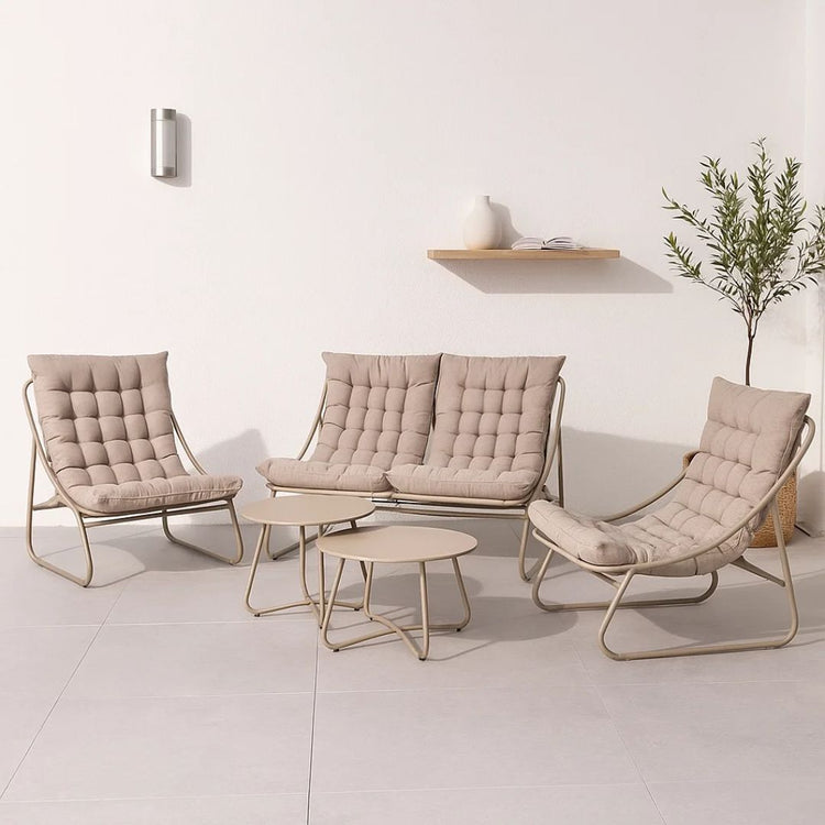 Juego de Terraza Arena | 3 Piezas + 2 Mesas de Centro