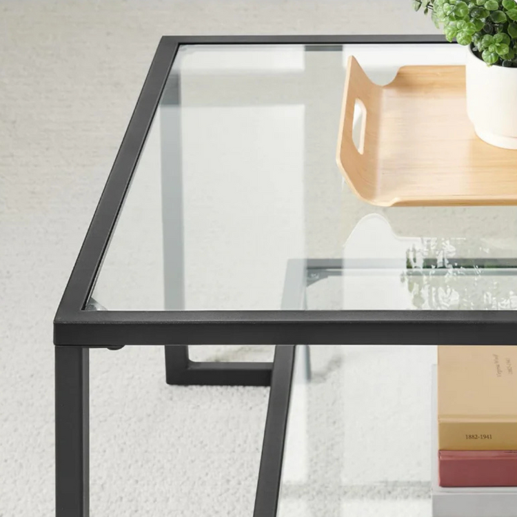 Mesa de Centro Landala | Vidrio y Fierro Negro
