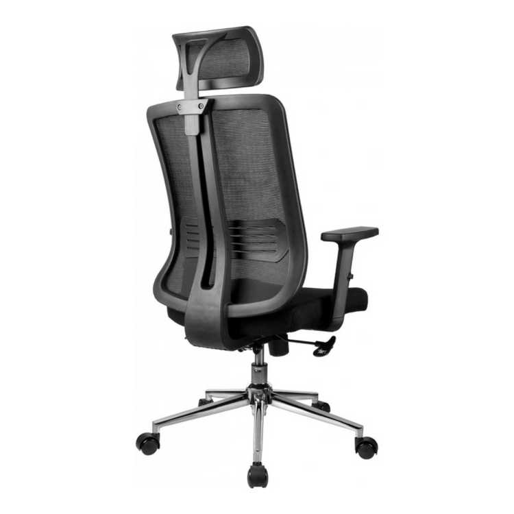 Silla Oficina Ergonómica Flexa Negra | Apoyabrazos y Reposacabezas Ajustable