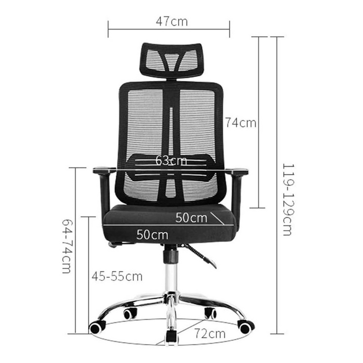 Silla Oficina Ergonómica Flexa Negra | Apoyabrazos y Reposacabezas Ajustable