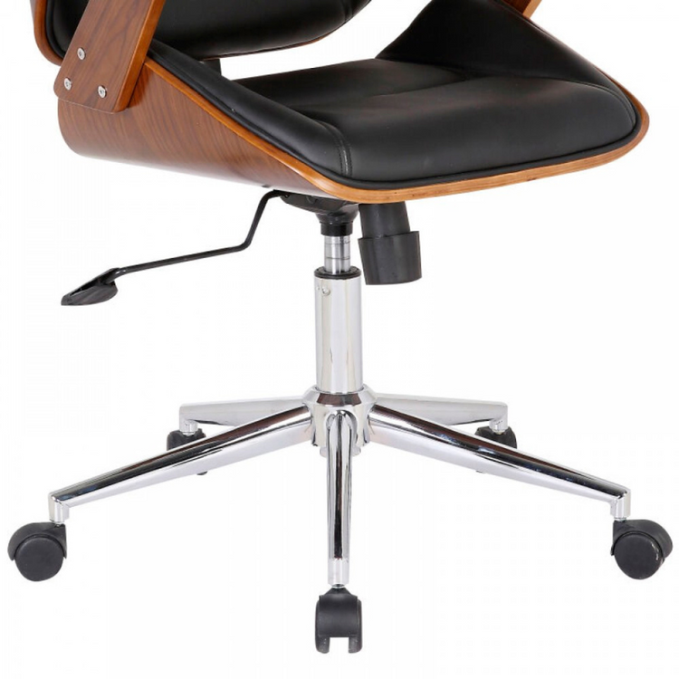 Silla Ejecutiva Ergo | Cuero Negro | Apoyabrazos de Madera y Reposacabezas Ajustable