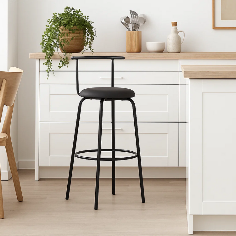 Taburete Alto Morton 70cm | Metal y Cuero Sintético