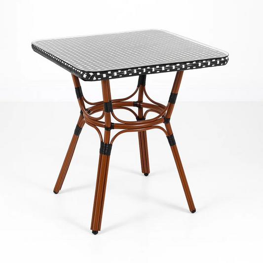 Mesa Bistro Parisino 70x70 | Metál y Rattan Sintético