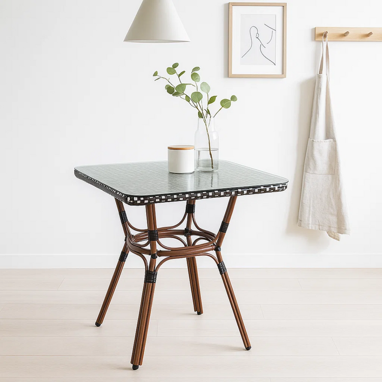Mesa Bistro Parisino 70x70 | Metál y Rattan Sintético